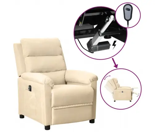 Elektrisks Atpūtas Krēsls, Atgāžams, Krēmkrāsas Audums Vidaxl