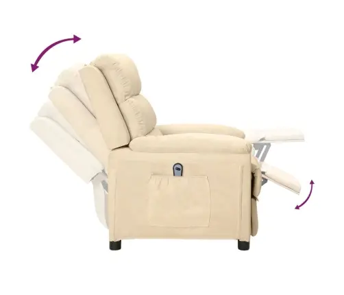 Elektrisks Atpūtas Krēsls, Atgāžams, Krēmkrāsas Audums Vidaxl