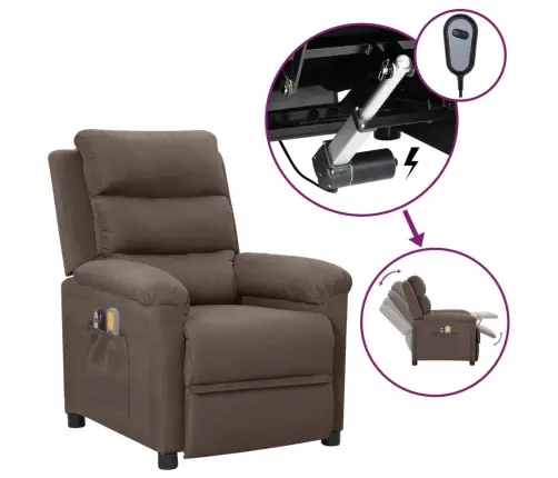 Elektrisks Masāžas Krēsls, Pelēkbrūns Audums Vidaxl