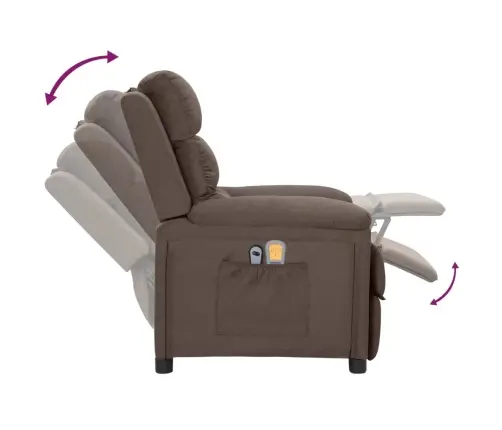 Elektrisks Masāžas Krēsls, Pelēkbrūns Audums Vidaxl