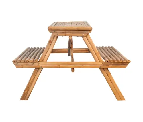 Piknika Galds, 115X115X81 Cm, Bambuss Vidaxl