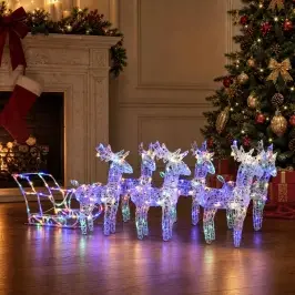 Ziemassvētku Dekorācija, Ziemeļbrieži Un Kamanas, 320 Led Vidaxl Ziemassvētku Dekorācija, Ziemeļbrieži Un Kamanas, 320 Led Vidaxl
