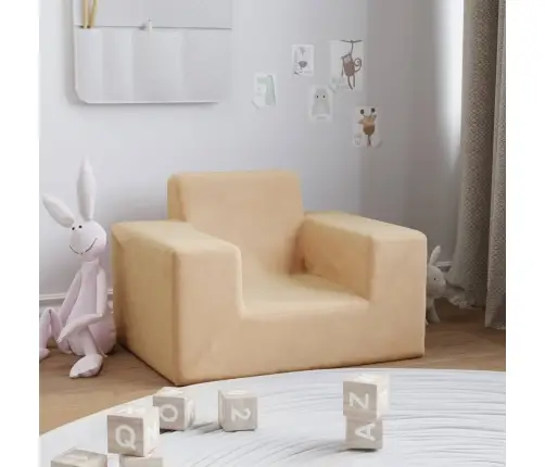 Vaikiška Sofa, Kreminės Spalvos, Minkštas Pliušas