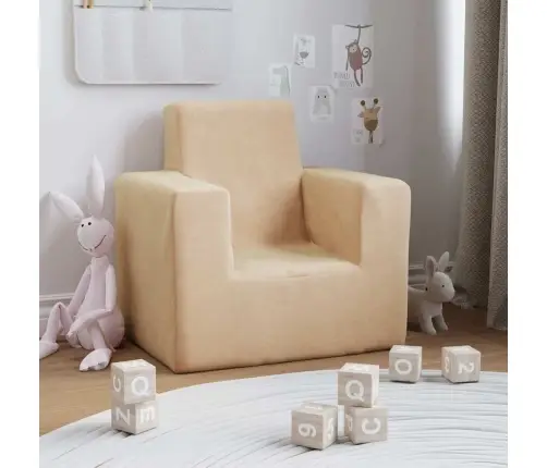 Bērnu Dīvāns, Krēmkrāsas, Mīksts Plīšs Vidaxl