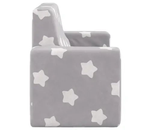 Dvivietė Vaikiška Sofa, Šviesiai Pilka, Pliušas, Su Žvaigždėmis