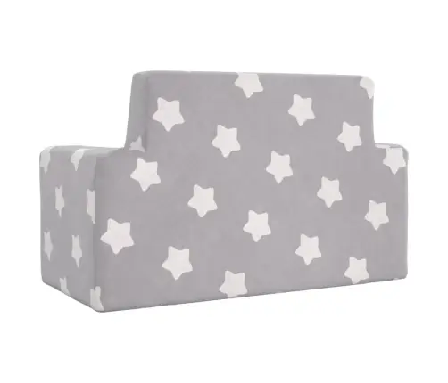 Dvivietė Vaikiška Sofa, Šviesiai Pilka, Pliušas, Su Žvaigždėmis