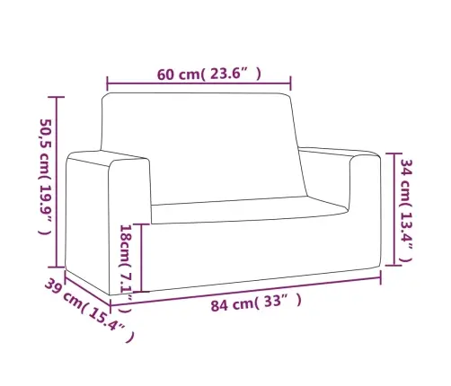 Divvietīgs Bērnu Dīvāns, Krēmkrāsas, Mīksts Plīšs Vidaxl