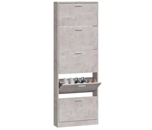 Apavu Plaukts, Betona Pelēks, 59X17X169 Cm, Inženierijas Koks Vidaxl