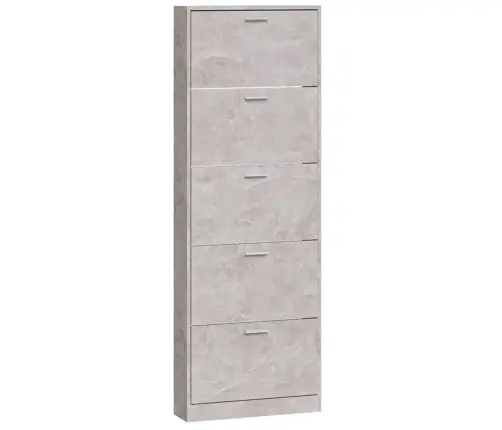 Apavu Plaukts, Betona Pelēks, 59X17X169 Cm, Inženierijas Koks Vidaxl