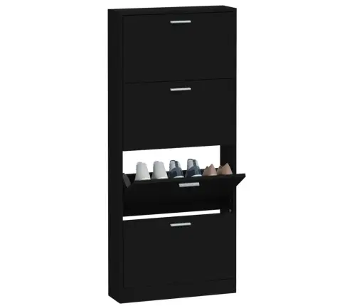 Apavu Plaukts, Melns, 59X17X150 Cm, Inženierijas Koks Vidaxl