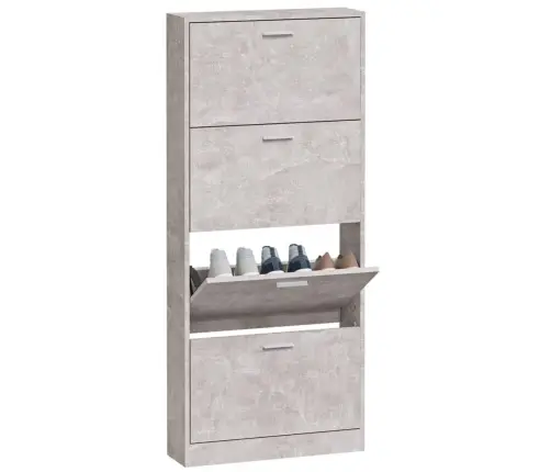 Apavu Plaukts, Betona Pelēks, 59X17X150 Cm, Inženierijas Koks Vidaxl