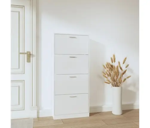 Apavu Skapītis, Spīdīgi Balts, 59X17X150 Cm, Inženierijas Koks Vidaxl