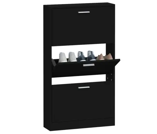 Jalatsikapp, Must, 59 X 17 X 150 cm Tehispuit