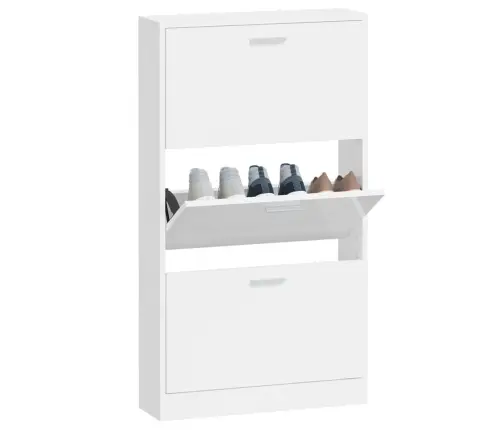 Apavu Skapītis, Spīdīgi Balts, 59X17X108 Cm, Inženierijas Koks Vidaxl