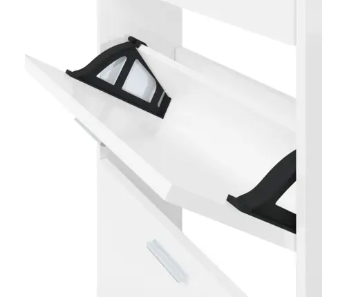 Apavu Skapītis, Spīdīgi Balts, 59X17X108 Cm, Inženierijas Koks Vidaxl