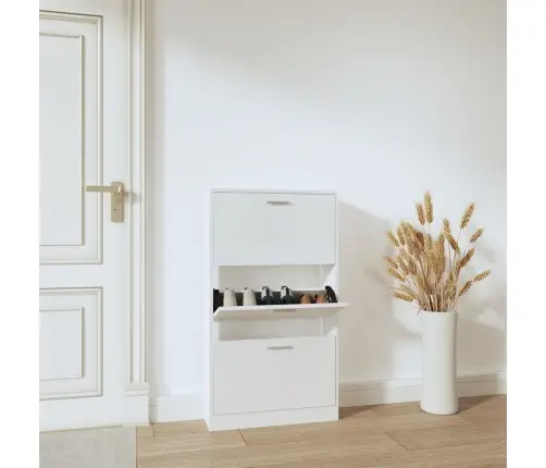 Apavu Skapītis, Spīdīgi Balts, 59X17X108 Cm, Inženierijas Koks Vidaxl