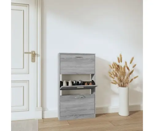 Apavu Plaukts, Pelēcīga Ozolkoka,59X17X108 Cm,Inženierijas Koks Vidaxl