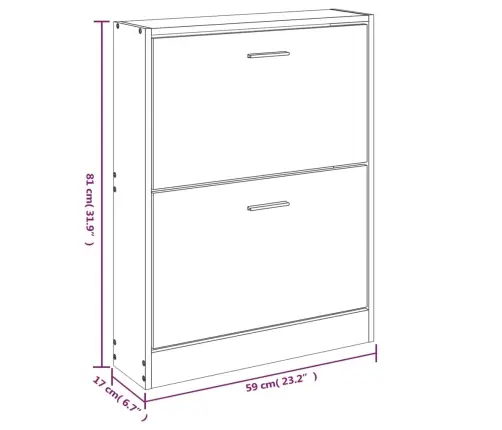 Apavu Skapis, Ozols, 59X17X81 Cm, Inženierkoks Vidaxl