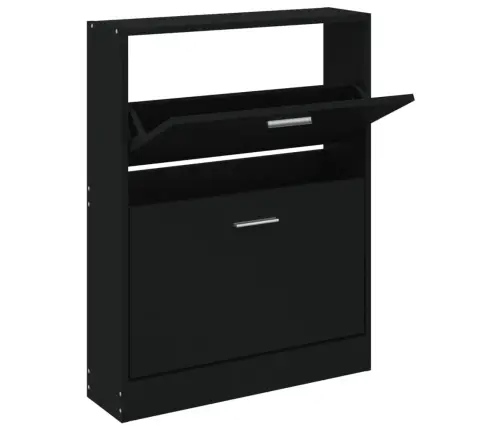 Jalatsikapp, Must, 59 X 17 X 81 cm Tehispuit