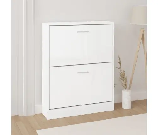 Apavu Skapītis, Spīdīgi Balts, 59X17X81 Cm, Inženierijas Koks Vidaxl