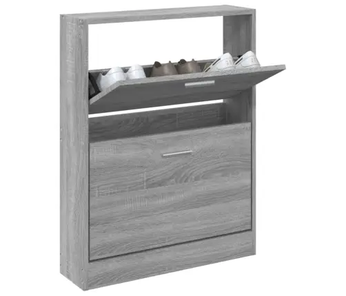 Apavu Plaukts, Pelēcīga Ozolkoka,59X17X81 Cm,Inženierijas Koks Vidaxl