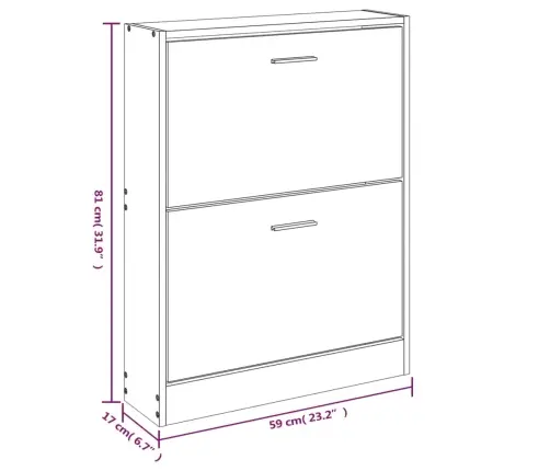 Spintelė Batams, Ruda Ąžuolo, 59X17X81cm Apdirbta Mediena