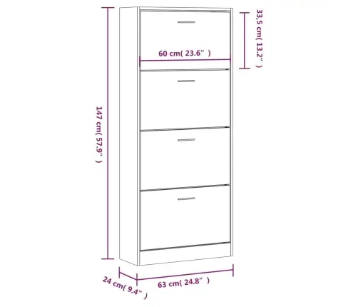 Apavu Plaukts, Melns, 63X24X147 Cm, Inženierijas Koks Vidaxl