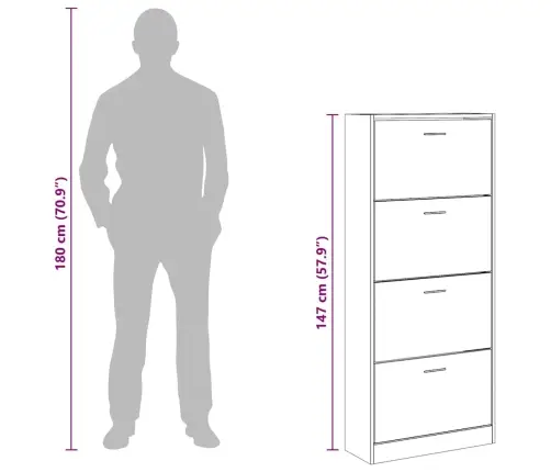 Apavu Plaukts, Melns, 63X24X147 Cm, Inženierijas Koks Vidaxl