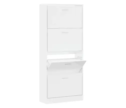 Apavu Skapītis, Spīdīgi Balts, 63X24X147 Cm, Inženierijas Koks Vidaxl