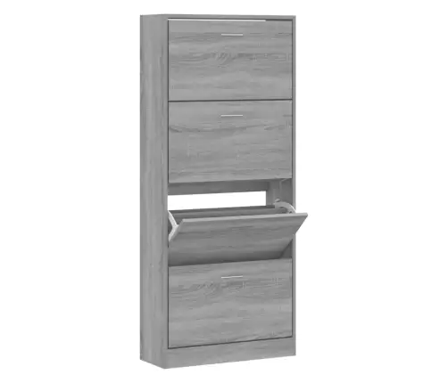 Apavu Plaukts, Pelēcīga Ozolkoka,63X24X147 Cm,Inženierijas Koks Vidaxl