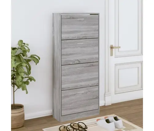 Apavu Plaukts, Pelēcīga Ozolkoka,63X24X147 Cm,Inženierijas Koks Vidaxl