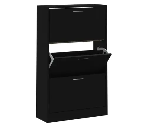 Apavu Plaukts, Melns, 63X24X103 Cm, Inženierijas Koks Vidaxl