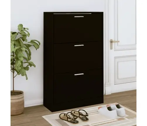 Apavu Plaukts, Melns, 63X24X103 Cm, Inženierijas Koks Vidaxl