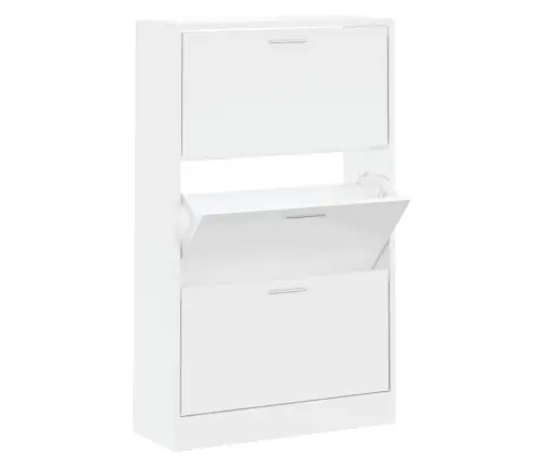 Apavu Skapītis, Spīdīgi Balts, 63X24X103 Cm, Inženierijas Koks Vidaxl