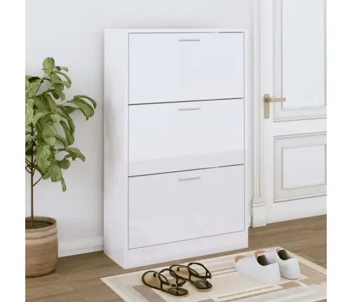 Apavu Skapītis, Spīdīgi Balts, 63X24X103 Cm, Inženierijas Koks Vidaxl