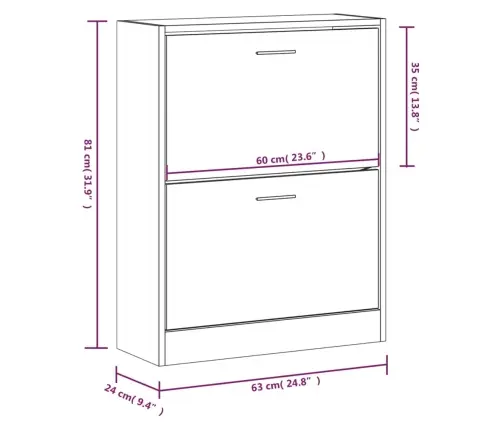 Apavu Plaukts, Pelēcīga Ozolkoka,63X24X81 Cm,Inženierijas Koks Vidaxl