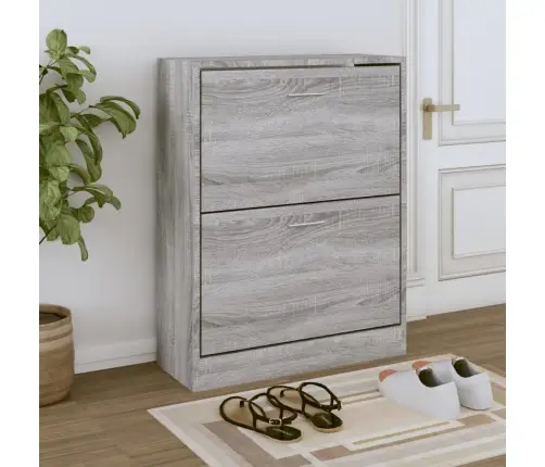 Apavu Plaukts, Pelēcīga Ozolkoka,63X24X81 Cm,Inženierijas Koks Vidaxl