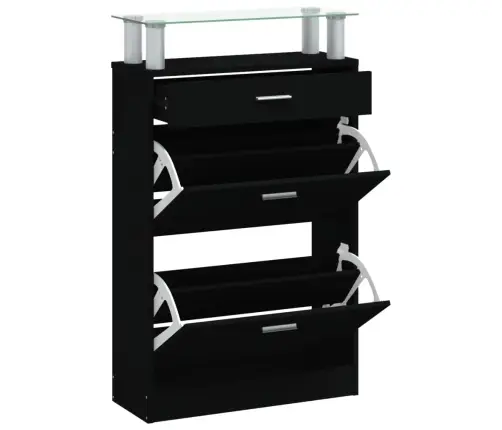 Spintelė Batams, Juodos Spalvos, 63X24X104cm Apdirbta Mediena