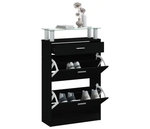 Spintelė Batams, Juodos Spalvos, 63X24X104cm Apdirbta Mediena