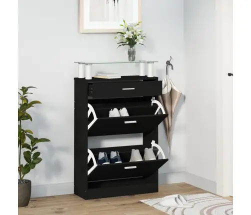 Spintelė Batams, Juodos Spalvos, 63X24X104cm Apdirbta Mediena