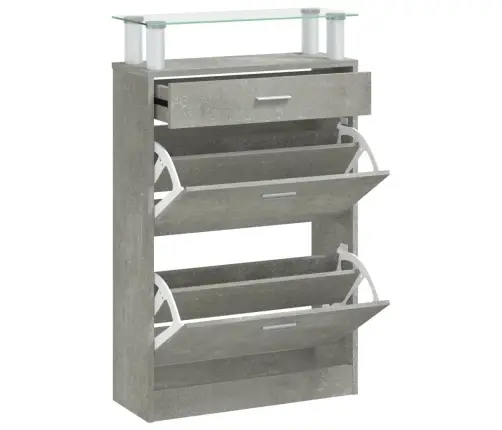 Apavu Plaukts, Betona Pelēks, 63X24X104 Cm, Inženierijas Koks Vidaxl