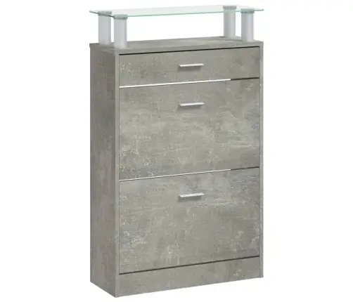 Apavu Plaukts, Betona Pelēks, 63X24X104 Cm, Inženierijas Koks Vidaxl