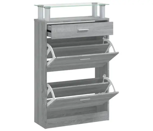 Apavu Plaukts, Pelēcīga Ozolkoka,63X24X104 Cm,Inženierijas Koks Vidaxl