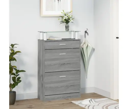 Apavu Plaukts, Pelēcīga Ozolkoka,63X24X104 Cm,Inženierijas Koks Vidaxl