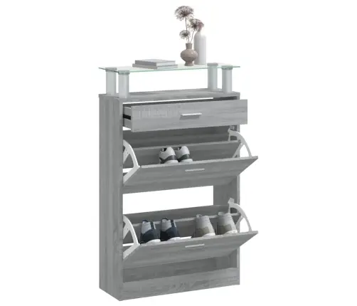 Apavu Plaukts, Pelēcīga Ozolkoka,63X24X104 Cm,Inženierijas Koks Vidaxl