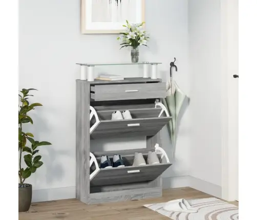 Apavu Plaukts, Pelēcīga Ozolkoka,63X24X104 Cm,Inženierijas Koks Vidaxl