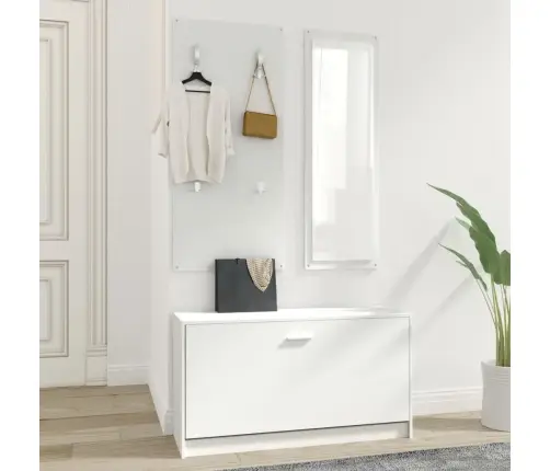 3-1 Batų Spintelės Komplektas, Baltas, Apdirbta Mediena