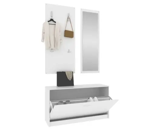 3-1 Batų Spintelės Komplektas, Baltas, Apdirbta Mediena