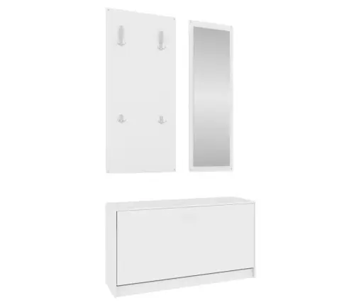 3-1 Batų Spintelės Komplektas, Baltas, Apdirbta Mediena