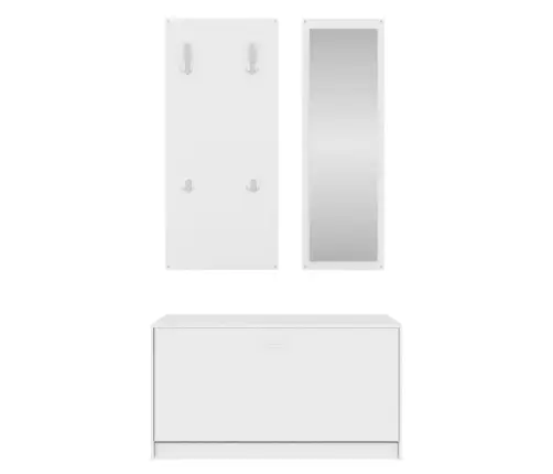 3-1 Batų Spintelės Komplektas, Baltas, Apdirbta Mediena